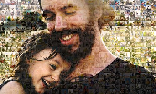 daddy and a daughter under sunlight photo mosaic gift